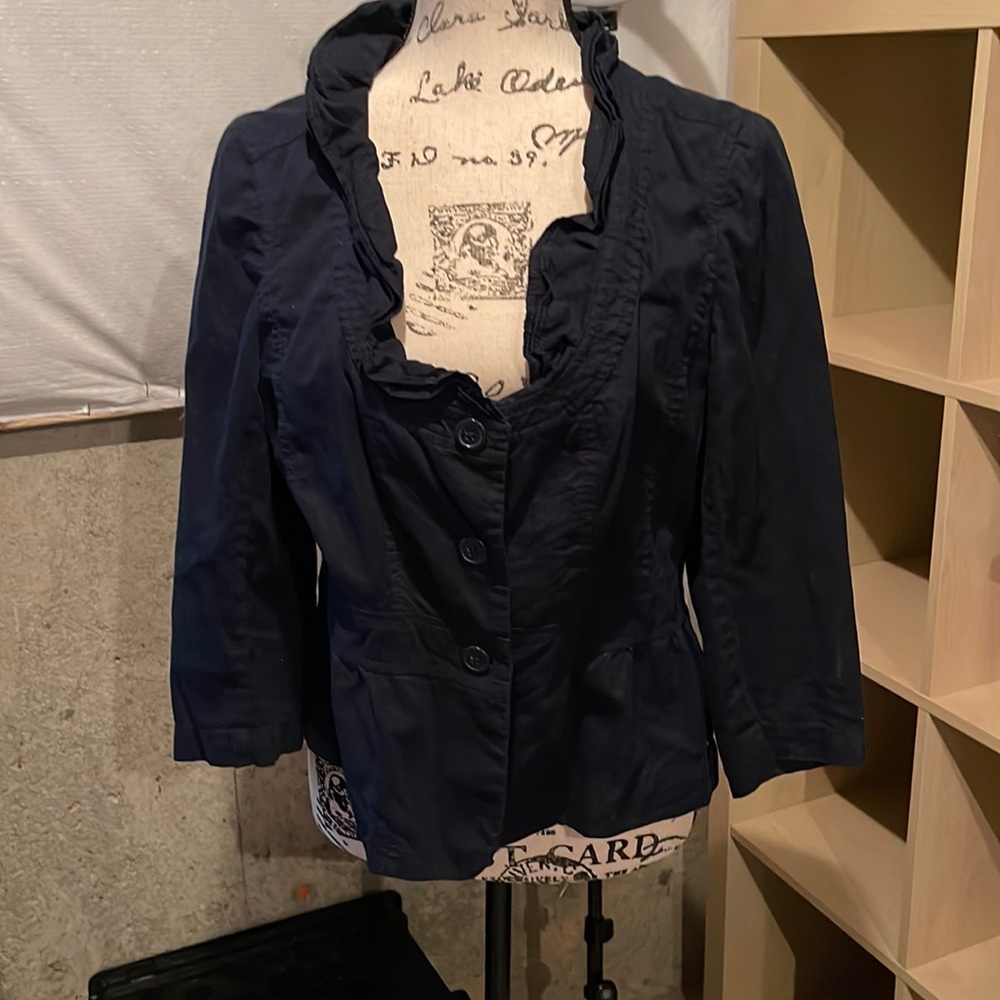 Loft navy jacket Az M 3/4 length sleeves GUC